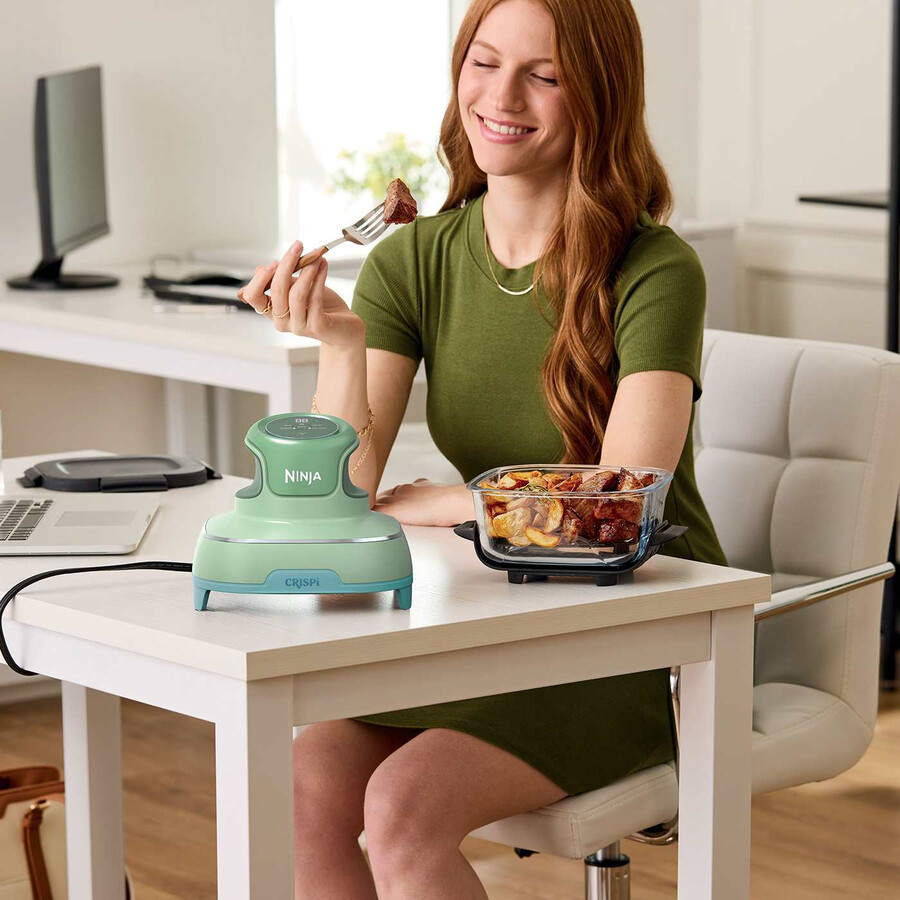 ninja crispi 4-in-1 draagbare kleine glazen airfryer – mint pond fn101ukgnbl
