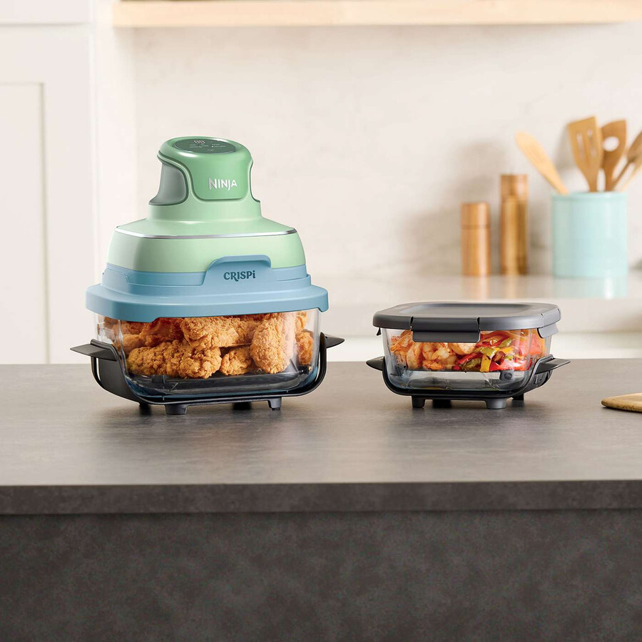 ninja crispi 4-in-1 draagbare kleine glazen airfryer – mint pond fn101ukgnbl