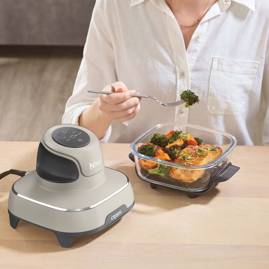 ninja crispi 4-in-1 draagbare glazen heteluchtfriteuse - steen fn101ukst