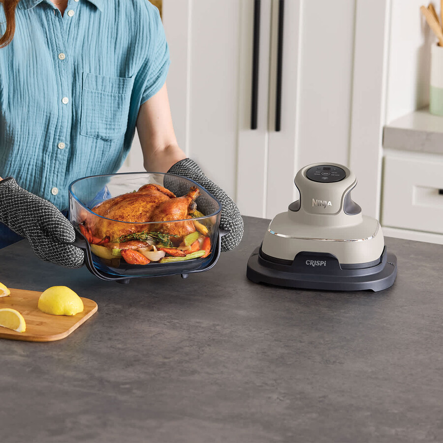 ninja crispi 4-in-1 draagbare glazen heteluchtfriteuse - steen fn101ukst