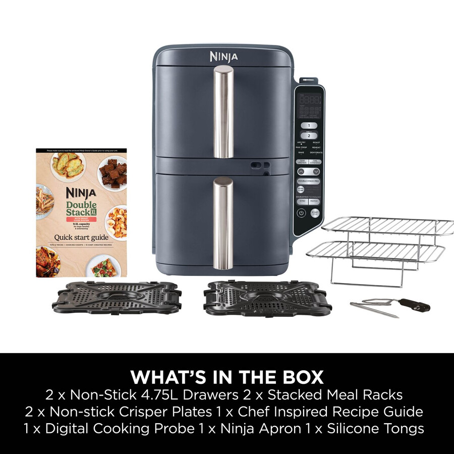 ninja double stack xl 2-laags airfryer met smart cook-systeem 95 liter cyber space sl451ukcyd