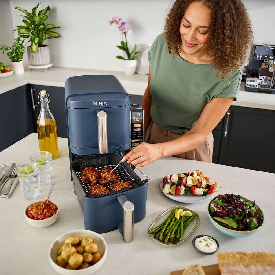 ninja double stack xl 2-laags airfryer met smart cook-systeem 95 liter cyber space sl451ukcyd