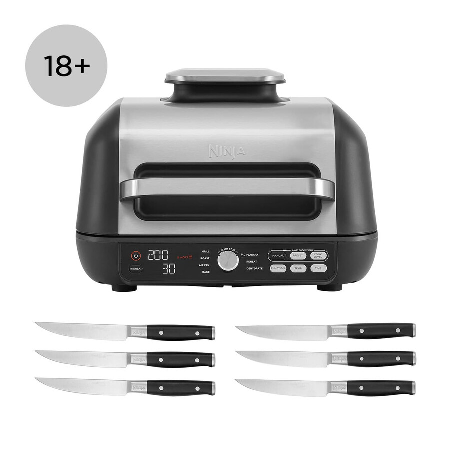 ninja foodi max pro health grill en steakmessen set - ag651steak