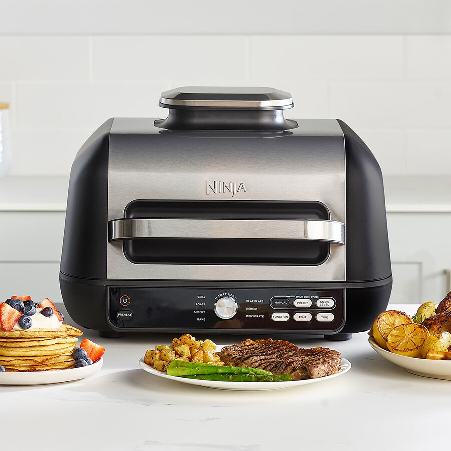 ninja foodi max pro health grill en steakmessen set - ag651steak